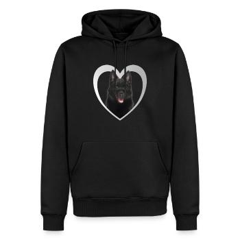 Schipperke Herz - J’aime Schipperke - Sweat à capuche Premium bio Homme - noir - Devant - Nico (187cm)