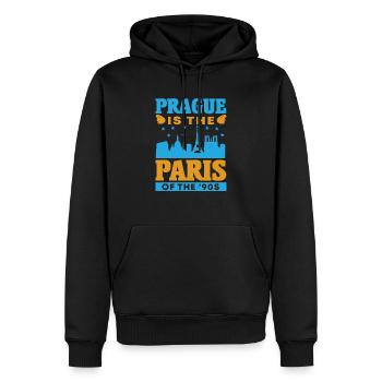PRAGUE, C’EST LE PARIS DES ANNÉES 90 - Sweat à capuche Premium bio Homme - noir - Devant - Nico (187cm)
