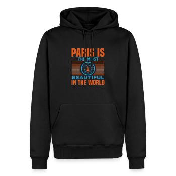PARIS EST LA PLUS BELLE DU MONDE - Sweat à capuche Premium bio Homme - noir - Devant - Nico (187cm)