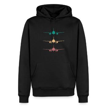 Flugzeug Retro Design 3 farben / für piloten - Männer Premium Bio Hoodie - Schwarz - Vorne - Nico (187cm)