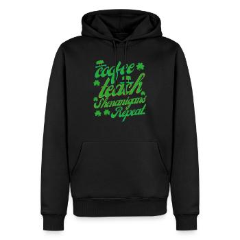 coffee teach shenanigans repeat, funny coffee - Sweat à capuche Premium bio Homme - noir - Devant - Nico (187cm)
