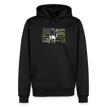 Whitetail Buck Deer Hunting American Camouflage US - Men’s Premium Organic Hoodie - black - Front - Nico (187cm)