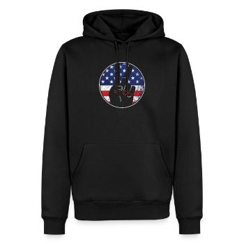 Signe patriotique de la paix et USA Stars & Stripe - Sweat à capuche Premium bio Homme - noir - Devant - Nico (187cm)