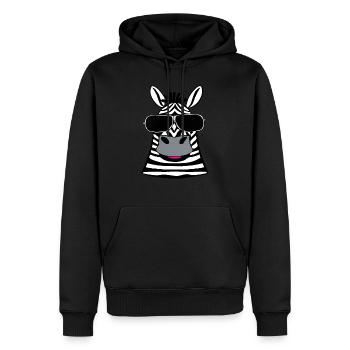 Zebra mit Sonnenbrille - Männer Premium Bio Hoodie - Schwarz - Vorne - Nico (187cm)