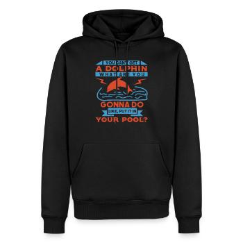 EIN DELFIN, DEN SIE GERNE EINSETZEN WERDEN, SETZEN SIE ES EIN - Männer Premium Bio Hoodie - Schwarz - Vorne - Nico (187cm)