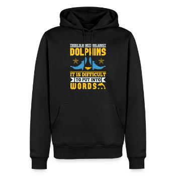 DELFINE IST SCHWER IN WORTE ZU FASSEN - Männer Premium Bio Hoodie - Schwarz - Vorne - Nico (187cm)