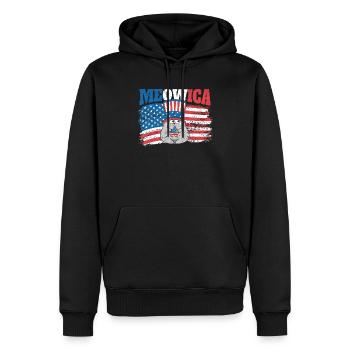 July 4 Shirt Meowica American Flag Cat - Men’s Premium Organic Hoodie - black - Front - Nico (187cm)