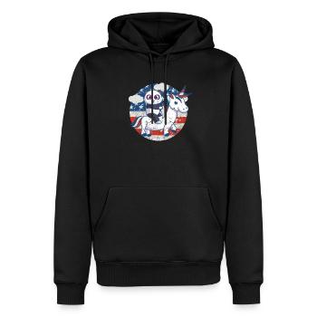 Panda Einhorn Amerikanische Flagge Fourth of July - Männer Premium Bio Hoodie - Schwarz - Vorne - Nico (187cm)
