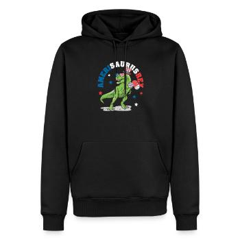 Dinosaure 4 juillet US Amerisaurus T Rex Amérique - Sweat à capuche Premium bio Homme - noir - Devant - Nico (187cm)