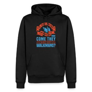 WENN DELFINE KOMMEN THAY WALKMANS - Männer Premium Bio Hoodie - Schwarz - Vorne - Nico (187cm)