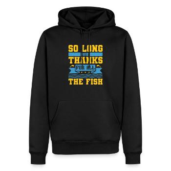 SI LONGTEMPS ET MERCI POUR TOUS LES POISSONS - Sweat à capuche Premium bio Homme - noir - Devant - Nico (187cm)