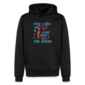 RESTEZ CALME ET AIMEZ LES DAUPHINS - Sweat à capuche Premium bio Homme - noir - Devant - Nico (187cm)