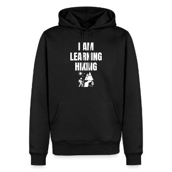 Ich lerne Wandern Spruch Englisch - Männer Premium Bio Hoodie - Schwarz - Vorne - Nico (187cm)