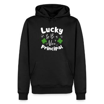 Lucky To Be A Vice Principal st patricks day - Sweat à capuche Premium bio Homme - noir - Devant - Nico (187cm)