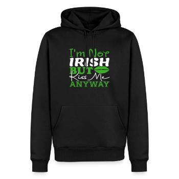 Je ne suis pas irlandais, mais embrassez-moi quand même. - Sweat à capuche Premium bio Homme - noir - Devant - Nico (187cm)
