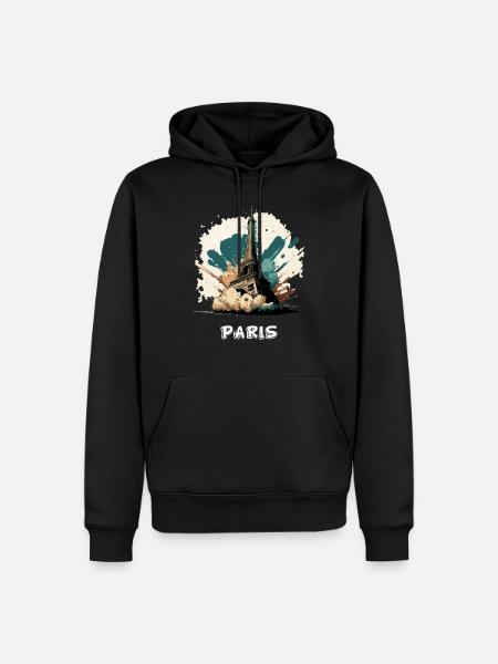 Paris la tour Effeil - Sweat à capuche Premium bio Homme - noir