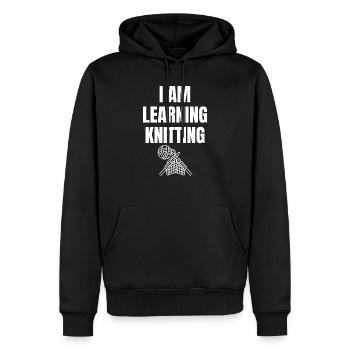 Ich lerne Stricken Spruch Englisch - Männer Premium Bio Hoodie - Schwarz - Vorne - Nico (187cm)