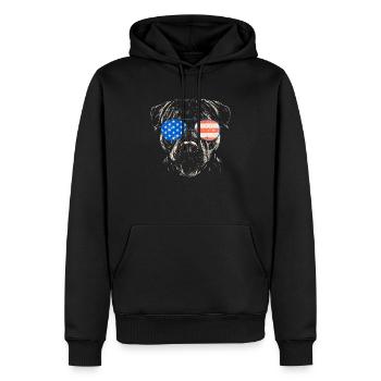 Pitbull Drapeau américain 4 juillet Pitbull Papa - Sweat à capuche Premium bio Homme - noir - Devant - Nico (187cm)