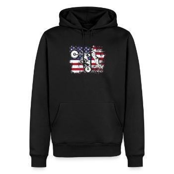 Dirt Bike USA Flagge Vintage Motocross amerika - Männer Premium Bio Hoodie - Schwarz - Vorne - Nico (187cm)