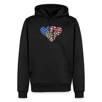 Leopard amerikanische Flagge Herzen 4. Juli - Männer Premium Bio Hoodie - Schwarz - Vorne - Nico (187cm)