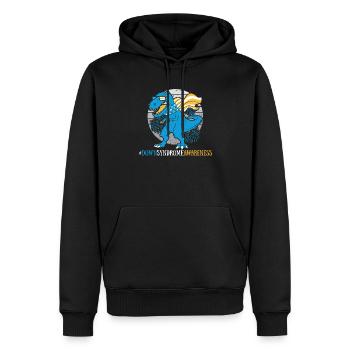 Chromosome supplémentaire des enfants atteints du syndrome de Down - Sweat à capuche Premium bio Homme - noir - Devant - Nico (187cm)