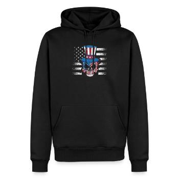 Crâne 4 juillet Drapeau américain patriotique - Sweat à capuche Premium bio Homme - noir - Devant - Nico (187cm)