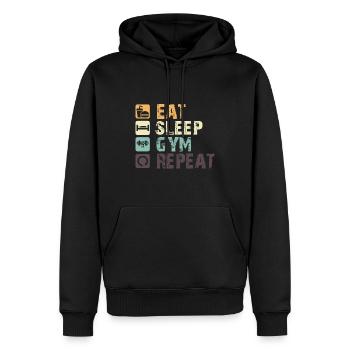 Eat Sleep Gym Repeat Fitness Sport Männer Frauen - Männer Premium Bio Hoodie - Schwarz - Vorne - Nico (187cm)
