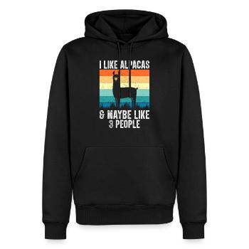 I Like Alpacas Humor Alpaca Men Women Funny - Men’s Premium Organic Hoodie - black - Front - Nico (187cm)
