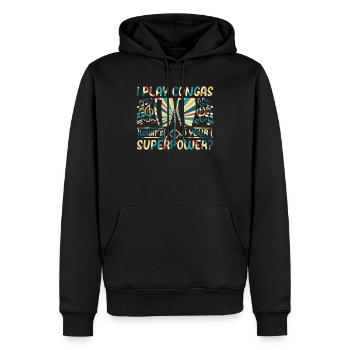 I Play Congas What's Your Superpower? Conga Drumme - Männer Premium Bio Hoodie - Schwarz - Vorne - Nico (187cm)
