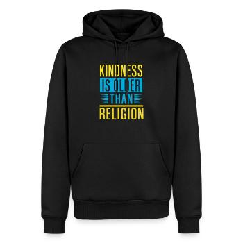 LA GENTILLESSE EST PLUS ANCIENNE QUE LA RELIGION - Sweat à capuche Premium bio Homme - noir - Devant - Nico (187cm)