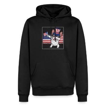 Dab French Bulldog 4 juillet Patriot - Sweat à capuche Premium bio Homme - noir - Devant - Nico (187cm)