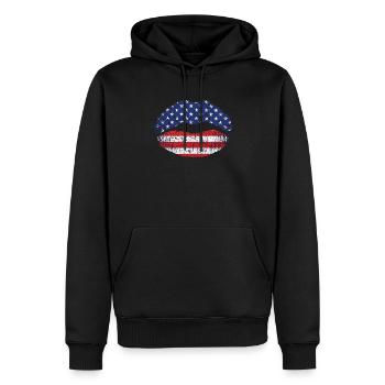 Vintage amerikanische Flagge Lippen 4. Juli - Männer Premium Bio Hoodie - Schwarz - Vorne - Nico (187cm)