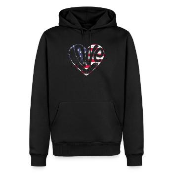 Love American Flag Heart July 4 U.S. Love - Men’s Premium Organic Hoodie - black - Front - Nico (187cm)