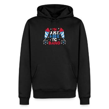 Lustige 4. Juli nur hier zu knallen Feuerwerk - Männer Premium Bio Hoodie - Schwarz - Vorne - Nico (187cm)