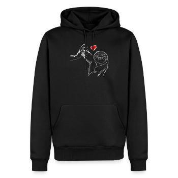Faultier Herz Händchen Halten mit Faultier - Männer Premium Bio Hoodie - Schwarz - Vorne - Nico (187cm)