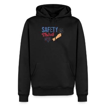 Drôle 4 juillet Patriotic Fireworks Safety Troisième - Sweat à capuche Premium bio Homme - noir - Devant - Nico (187cm)