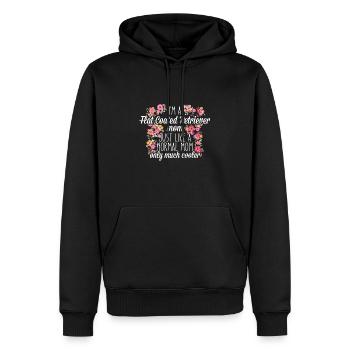 Maman récupératrice à poil plat - Sweat à capuche Premium bio Homme - noir - Devant - Nico (187cm)