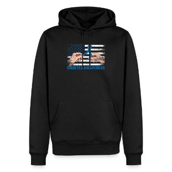 Typ 1 Diabetes Awareness American US Flag Blue - Männer Premium Bio Hoodie - Schwarz - Vorne - Nico (187cm)