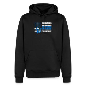 Type 1 Diabetes Awareness American US Flag Blue - Men’s Premium Organic Hoodie - black - Front - Nico (187cm)