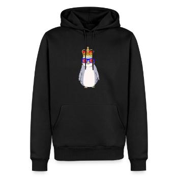 Pinguin Queen Elizabeth II Britische Krone - Männer Premium Bio Hoodie - Schwarz - Vorne - Nico (187cm)