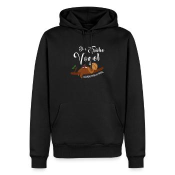 Faultier Der Frühe Vogel kann mich mal - Männer Premium Bio Hoodie - Schwarz - Vorne - Nico (187cm)