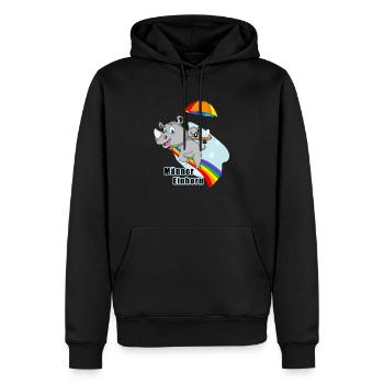 Männer Einhorn auf dem Regenbogen - Männer Premium Bio Hoodie - Schwarz - Vorne - Nico (187cm)
