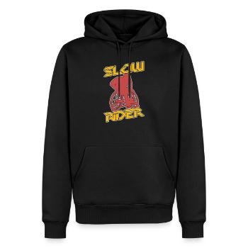 Rollstuhl Rollstuhlfahrer Fahrer Low Rider - Männer Premium Bio Hoodie - Schwarz - Vorne - Nico (187cm)