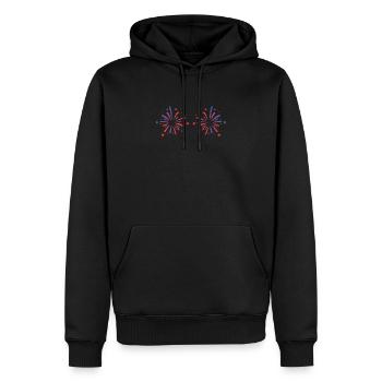 Drôle de feux d’artifice du 4 juillet américains US Patriot - Sweat à capuche Premium bio Homme - noir - Devant - Nico (187cm)