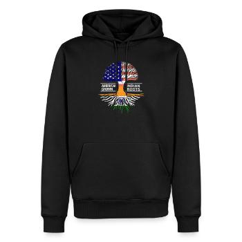 Amerikanische Flagge Indisch Indien Wurzeln Punjab - Männer Premium Bio Hoodie - Schwarz - Vorne - Nico (187cm)