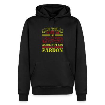 PENSE QU’IL PARDONNE - Sweat à capuche Premium bio Homme - noir - Devant - Nico (187cm)