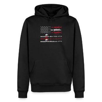 Vintage USA Fish American Flag Fishing - Sweat à capuche Premium bio Homme - noir - Devant - Nico (187cm)