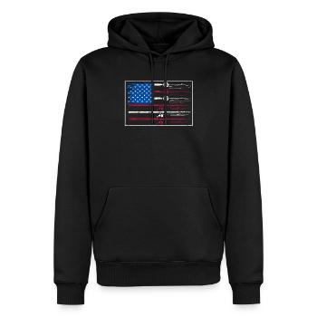 Amerikanische Flagge Angelrute Stange Lustige - Männer Premium Bio Hoodie - Schwarz - Vorne - Nico (187cm)