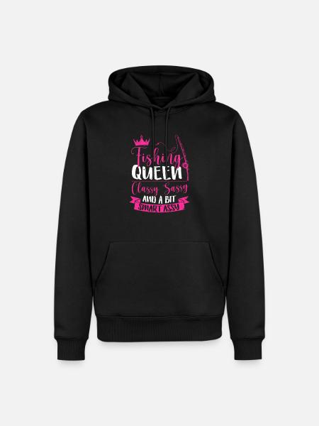 Funny Trout Fishing Queen Women - Men’s Premium Organic Hoodie - black