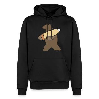 Wojtek l’ours soldat - Sweat à capuche Premium bio Homme - noir - Devant - Nico (187cm)